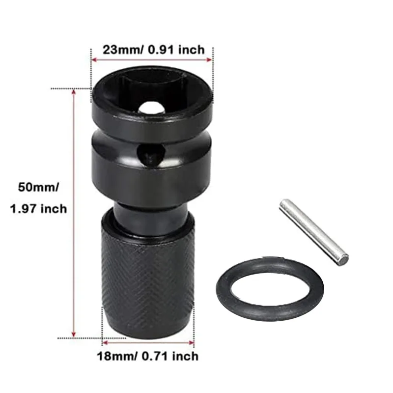 Quick Release 1/2-Inch Square Drive to 1/4-Inch Hex Female Socket Adapter Converter Chuck Adaptor for Impact and Ratchet Wrench
