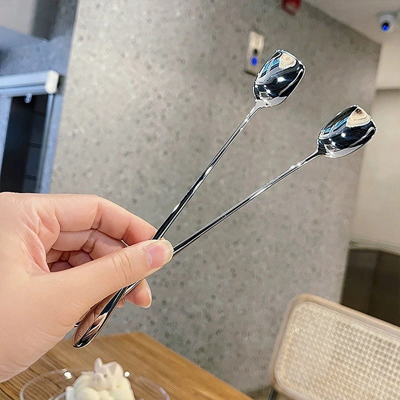 ملعقة تقليب بمقبض طويل من الفولاذ المقاوم للصدأ ، مغرفة حلوى آيس كريم إبداعية ، ملعقة خلط شاي كوكاتيل كوري ، أدوات مائدة ، 20: 50
