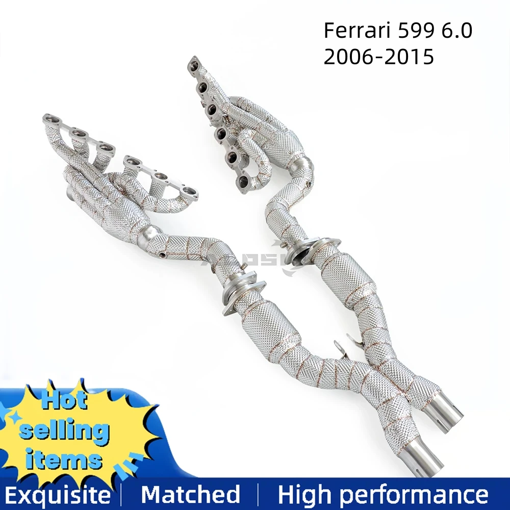 

Exhaust manifold head for Ferrari 599 6.0 2006-2015 Exhaust system drain pipe X pipe catalytic converter with heat shield