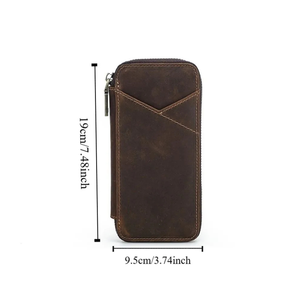 Handmade Leather Genuine Leather Pencil Case 4 Slots Design Crazy Horse Leather Pen Case Vintage Style Fountain Pen Bag
