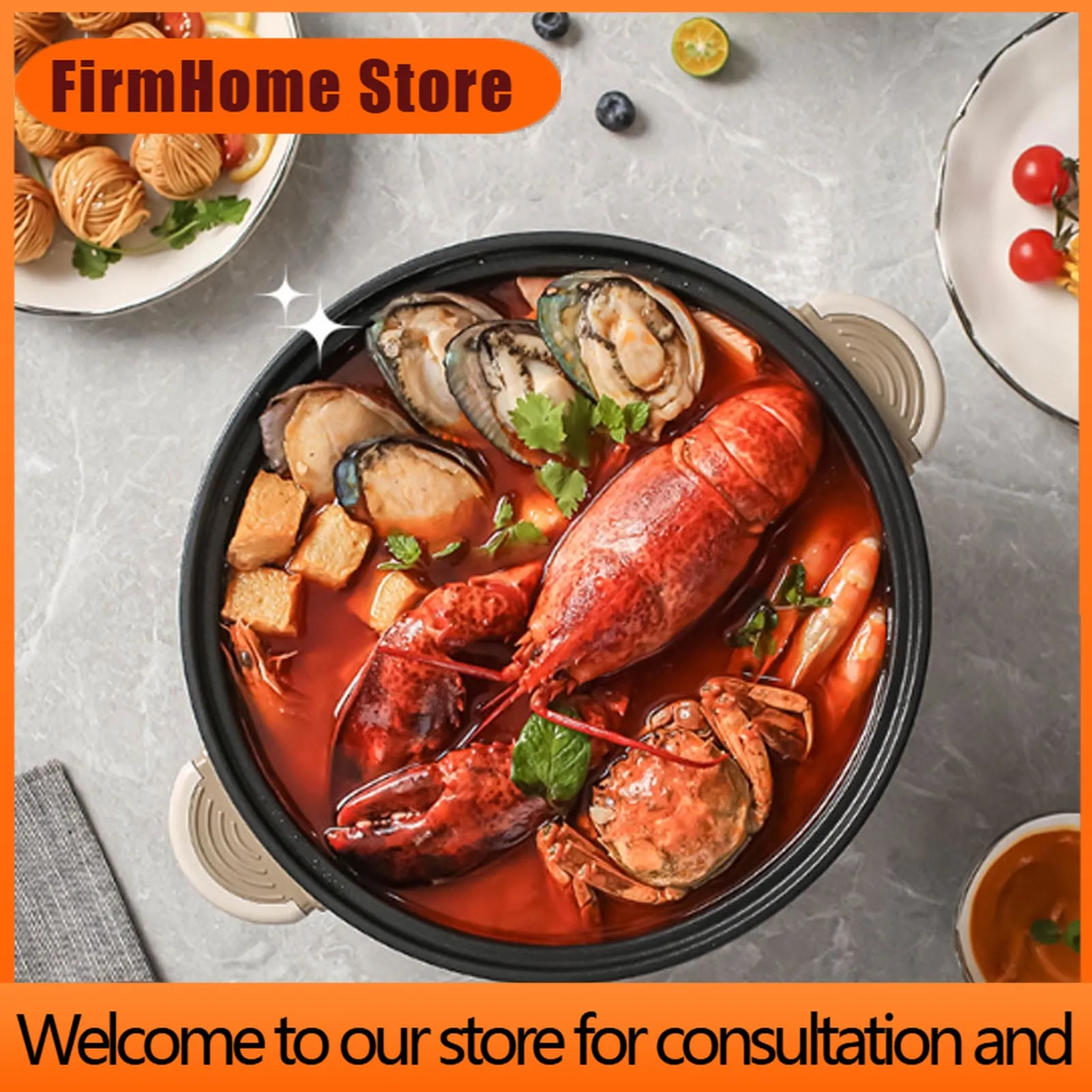 FirmHome StoreElectric Pot 3L Large Capacity Anti Scald Touch Safe Anti Stick Coating Multifunctional Electric Ramen Cooker With