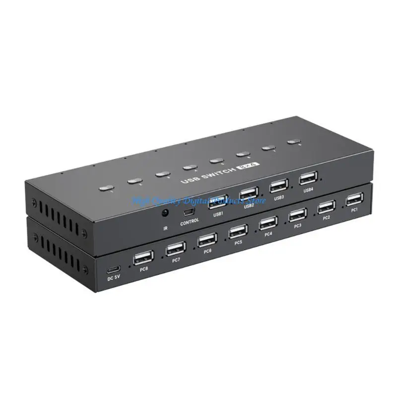 U2JE USB2.0 Printer Sharing Switcher, 8 Port Manual Computer Peripherals Selectors for Office Use