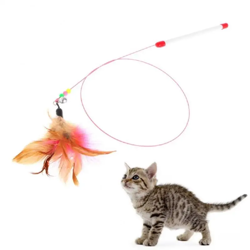 Vara de pesca interativa com penas coloridas, Tease Cat Stick, Jumping Estilo, Fun Toy, Pet Shop, Estilo, 1pc