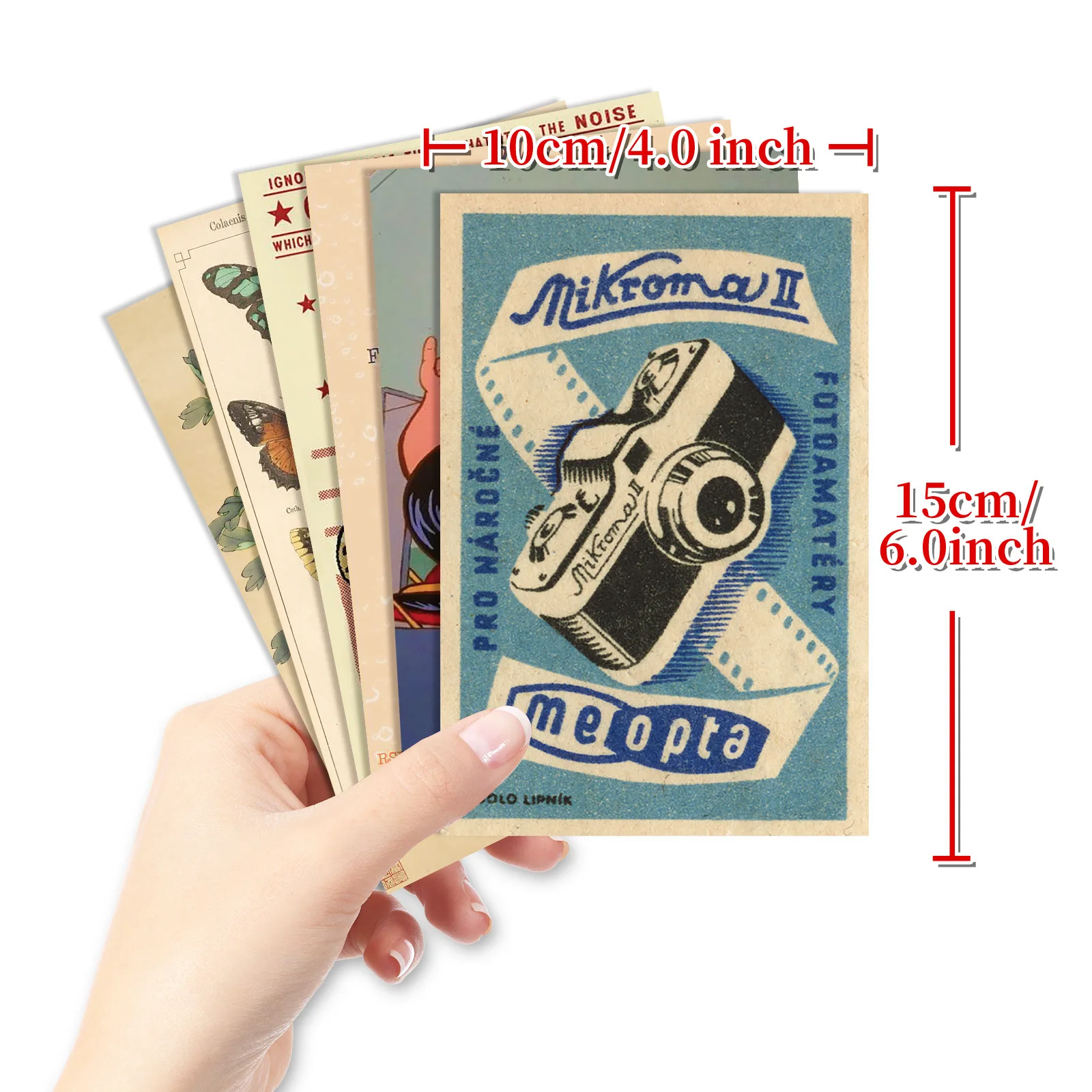 Ins 50pcs Vintage Flowers Poster Stickers Moon Cats Creative Butterfly Post Card Classic Car Sky Card Room Decoration Wall Decor