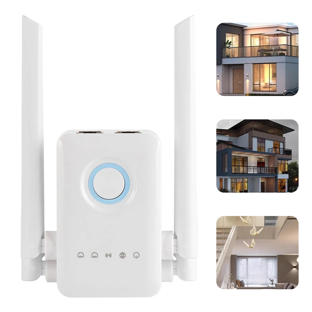 WiFi Range Extender 4 Antennas Wireless Internet Repeater 1200Mbps with RJ45 Ethernet Port WiFi Extender Booster for Home