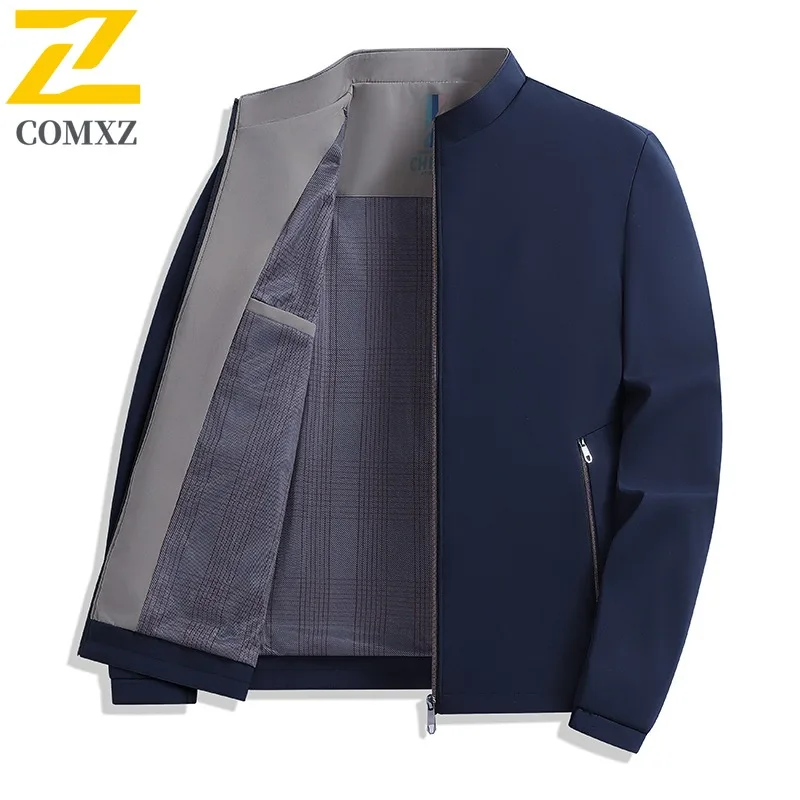 

COMXZ Business Casual Mens Jacket Comfortable Trench Coat Fashion Stand Collar Daily Style Lightweight Autumn Windbreaker