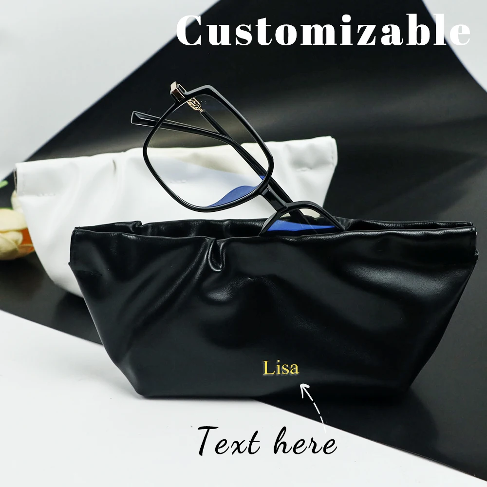 Personalisiertes PU-Leder-Brillenetui mit Federmechanismus, Schutzhülle, tragbare Cloud-Tasche, einfache Business-Handtasche für den Alltag