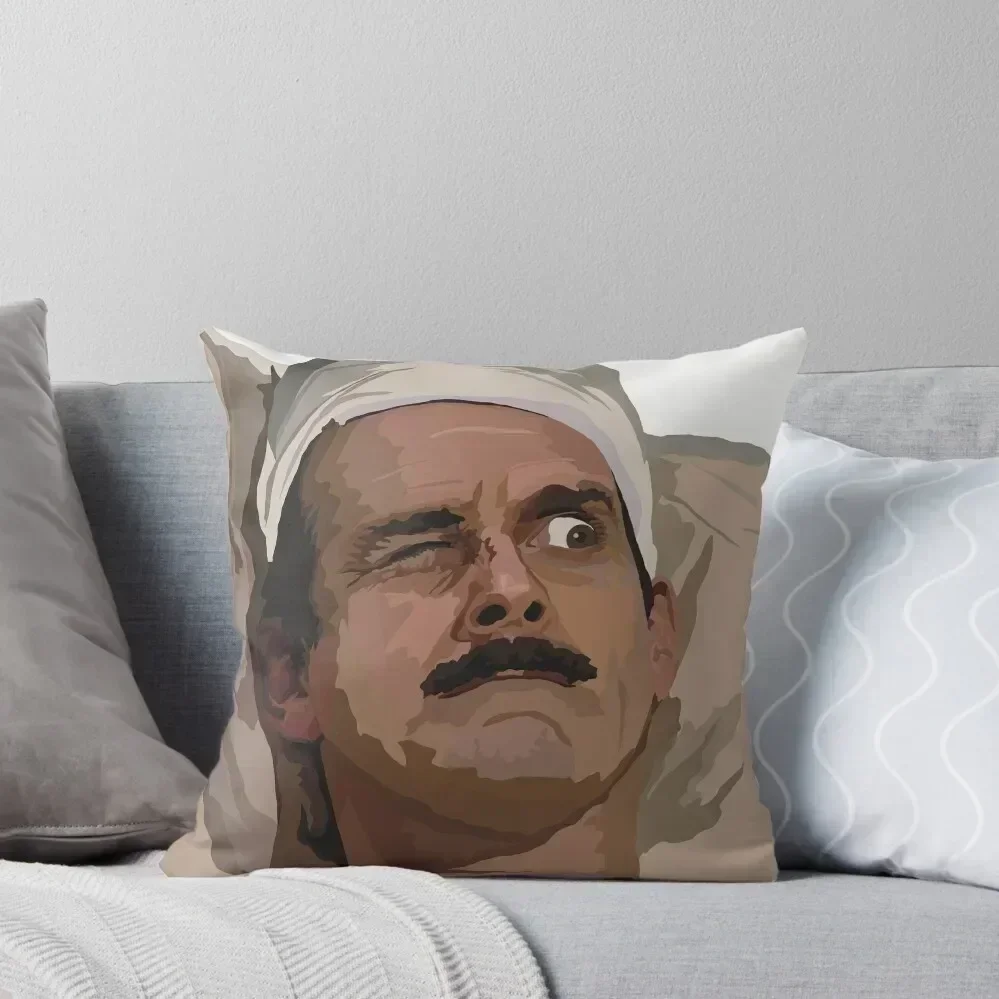 

Fawlty Towers Basil Fawlty John Cleese Don’t Mention The War original illustration design Throw Pillow