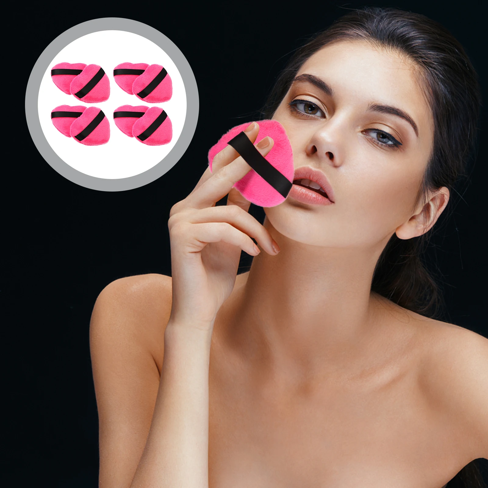 Toile en forme de cœur rose, 8 pièces, Mini maquillage, beauté, bouffante de poudre d'œuf, léger, pour femmes, cosmétiques pour le visage et le corps en vrac