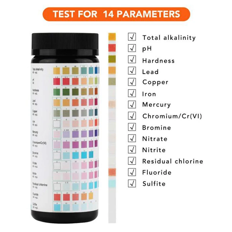 50 szt. Pasek Test wody pitnej 14 w 1 Test jakości wody z azotanem bromu dla paska testowego z azotanem basenu akwarium