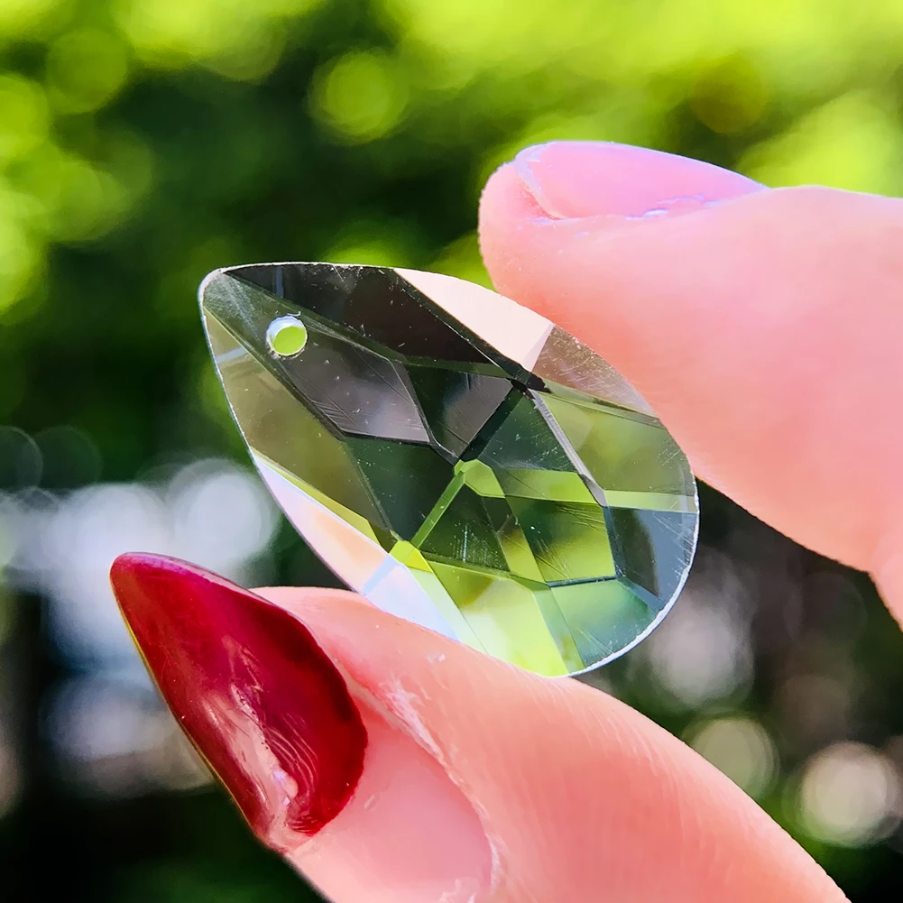 Verre transparent en forme de larme, prisme à facettes, pièces de lustre, attrape-soleil, artisanat de bijoux, lumière porte-bonheur, Feng Shui,