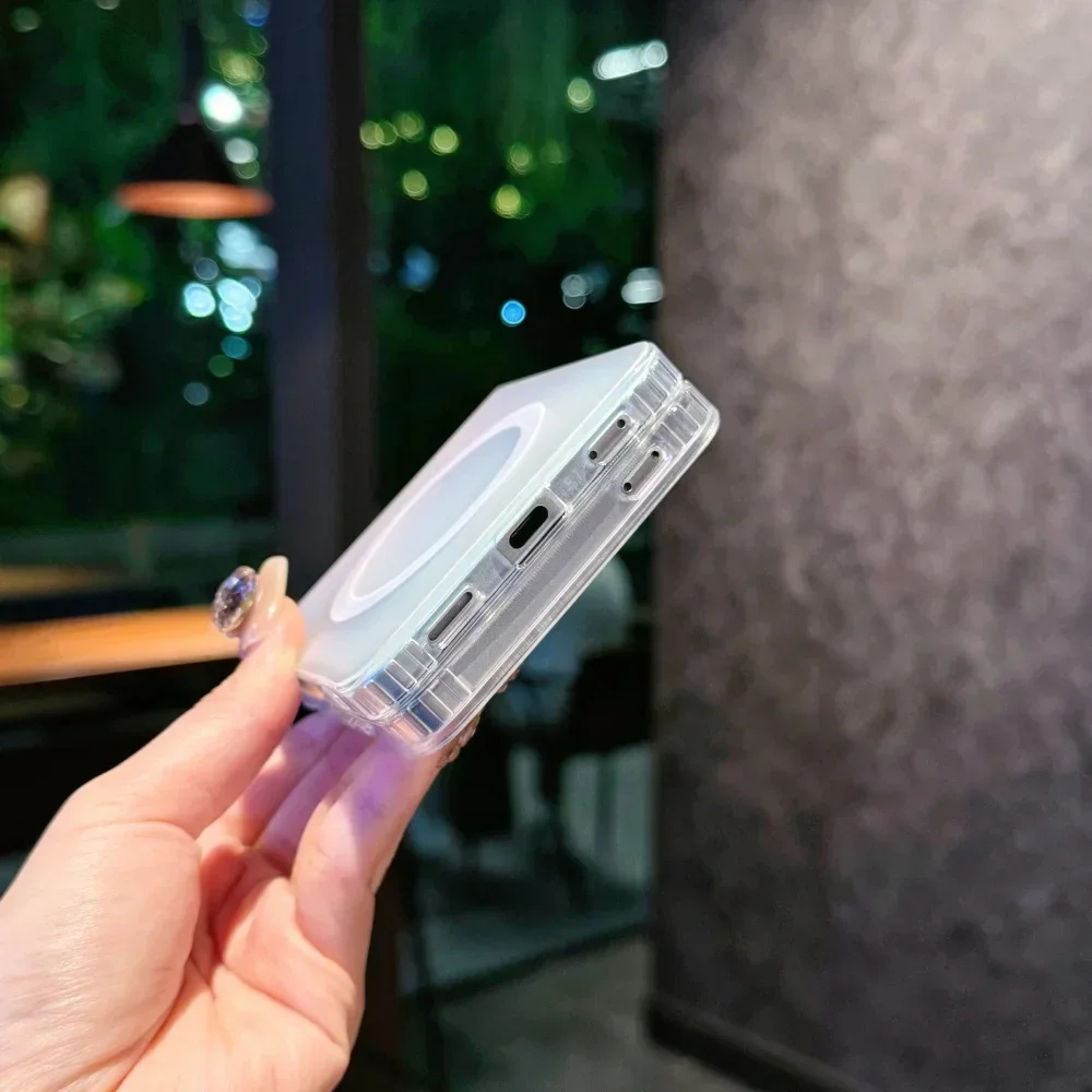 جديد كول اللون Ins الرياح ماتي التدرج Pc + tpu قوس قزح حافظة هاتف مغناطيسية مناسبة لهاتف سامسونج جالاكسي Zflip 7 6 5 4 3