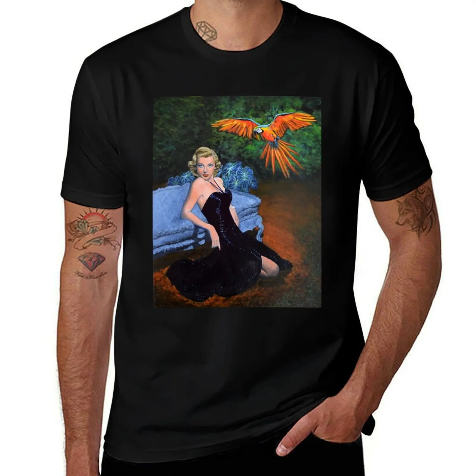Jungle Hideaway - macaw movie star T-Shirt Casual Pattern Print Tee Shirt T-Shirt