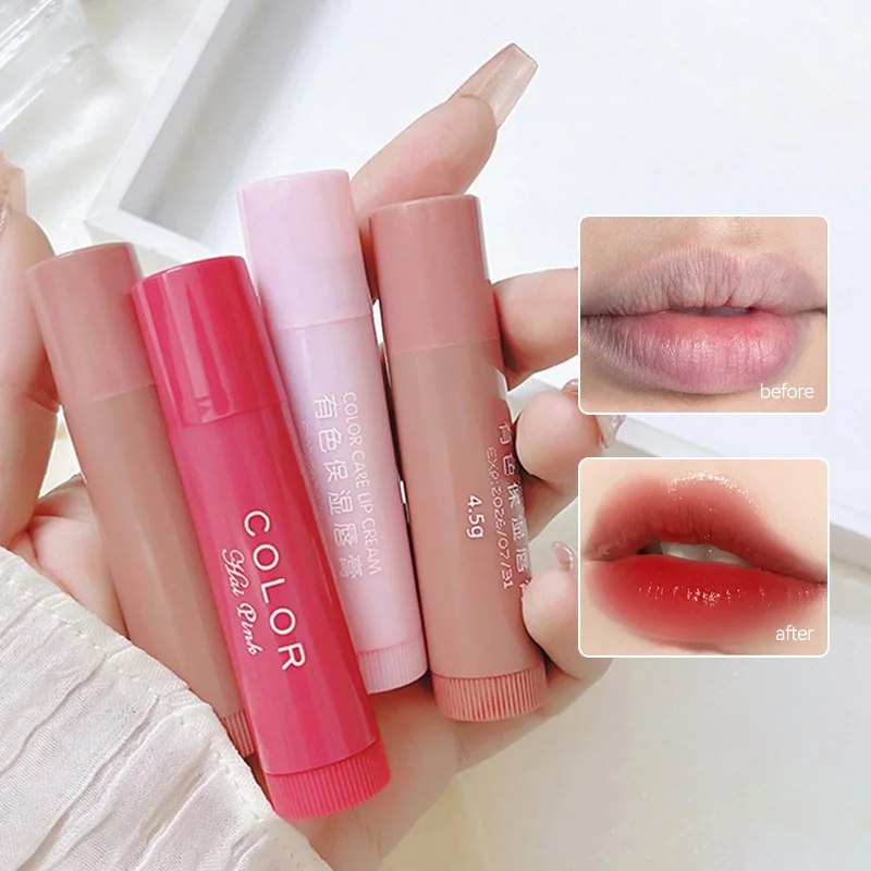Batom bonito matiz vermelho maquiagem cuidados cosméticos colorido bálsamo labial batom hidratante desbotamento linha labial anti-secagem conjunto de maquiagem labial