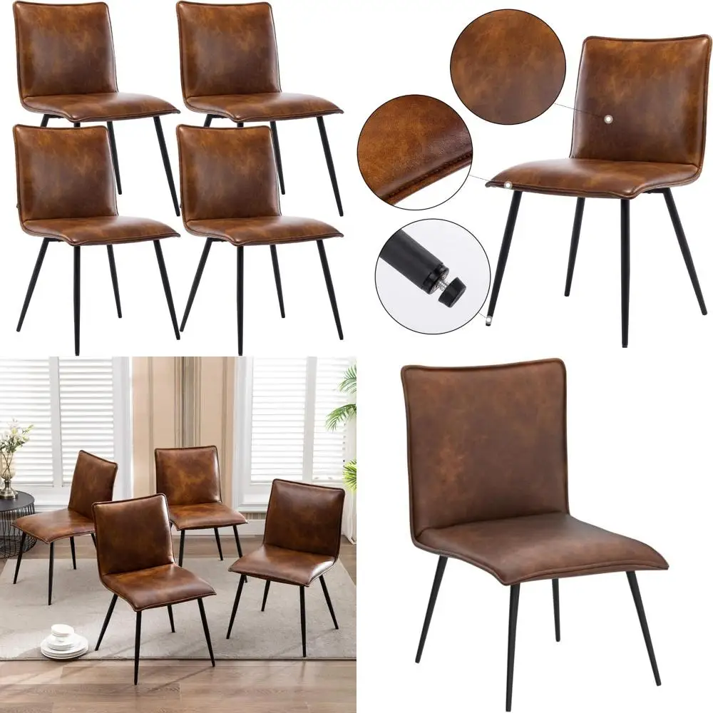 

Набор из 4 стульев из желтовато-коричневой искусственной кожи для столовой и гостиной