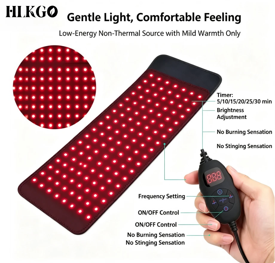 Red Infrared LED Therapy Pad 660/850nm – Portable Heat Health Care for Face, Body, Back, Knee, Hands & Feet
