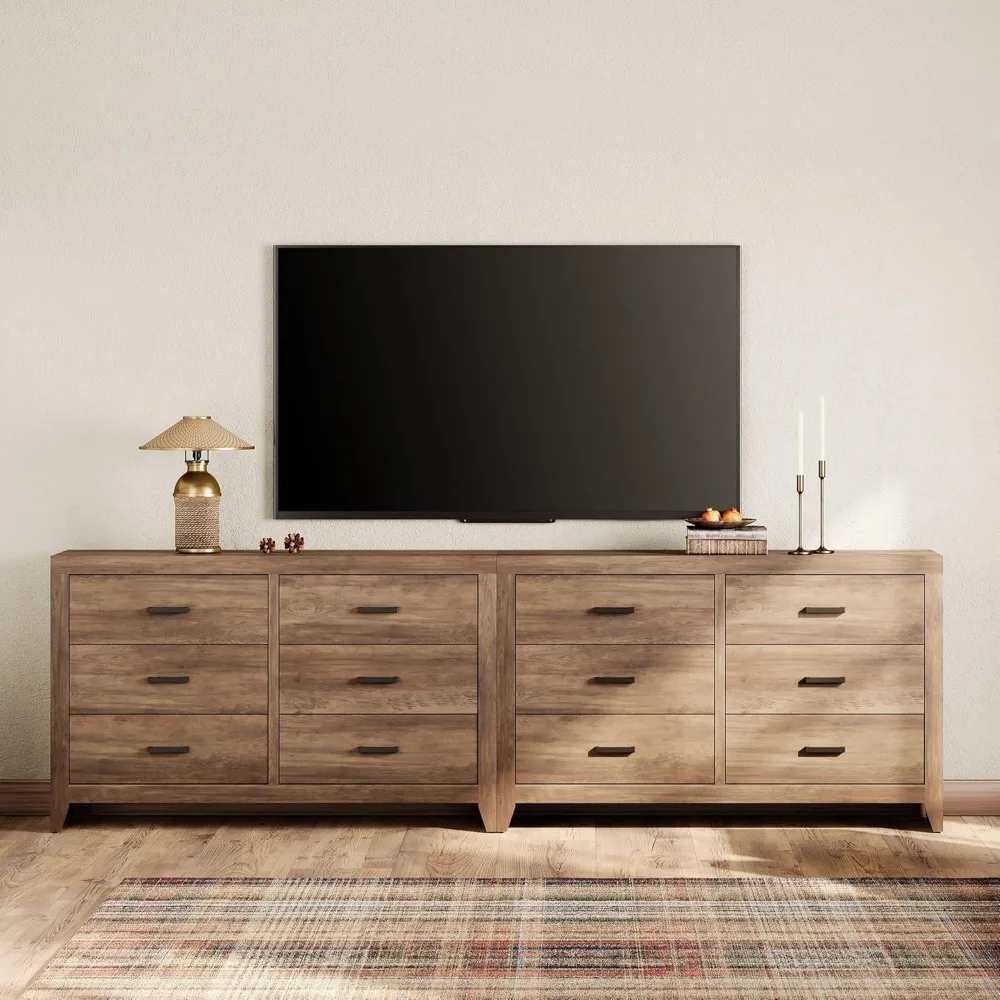 

Farmhouse TV Stand with Storage for 110 Inch TV, Rustic Entertainment Center with Drawers, TV Console for Bedroom or Living Room
