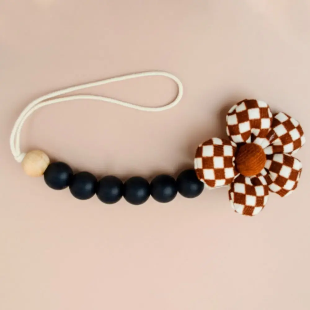 Catena per ciuccio per bambini a forma di fiore Clip rimovibile in legno di faggio per capezzoli fatti a mano catena per succhietto giocattoli per la dentizione accessori per bambini