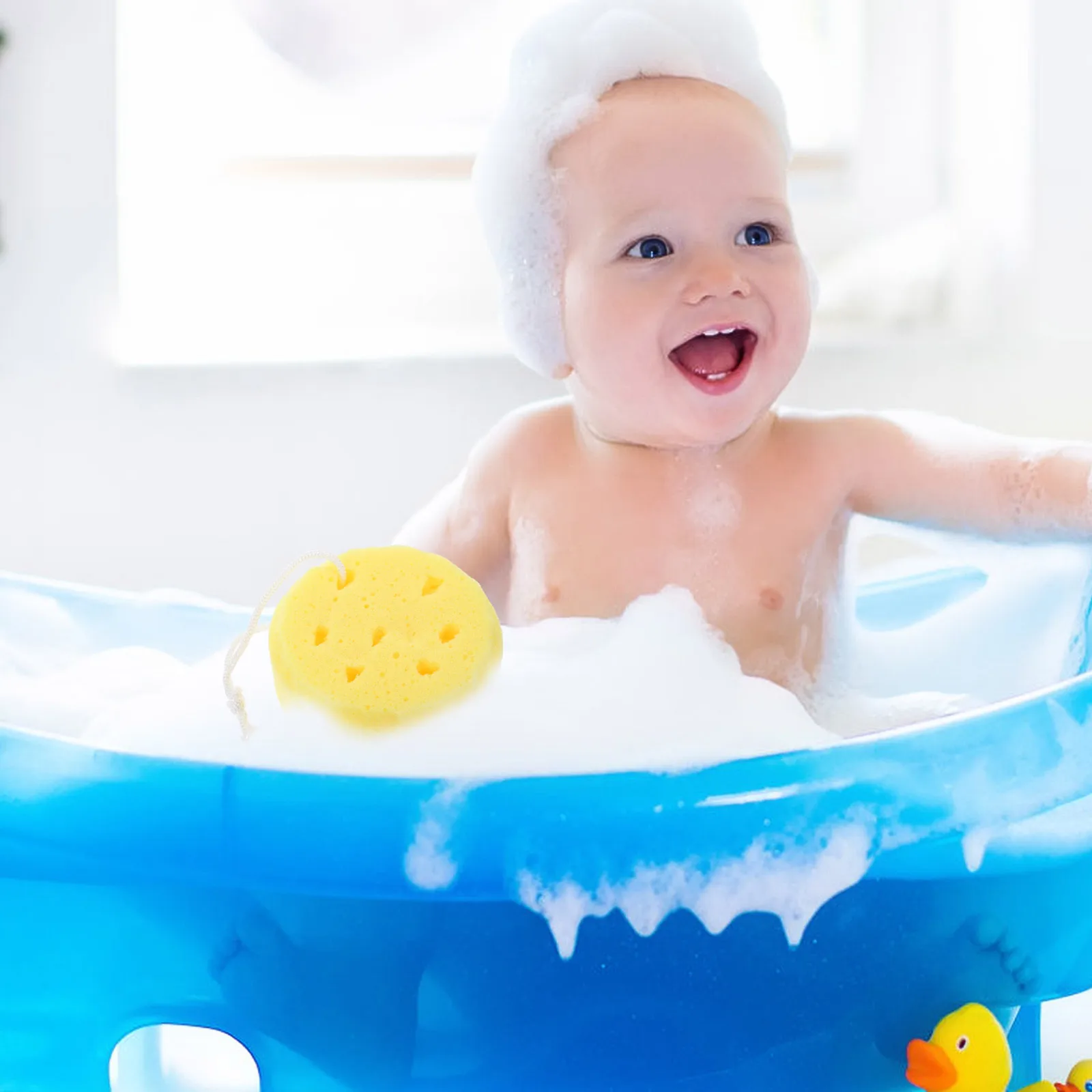 

4pcs Bath Sponge Exfoliating Body Wash Loofah Dual Sides Strong Adsorption Quick Drying Lanyard For Shower Scrubber Men Women