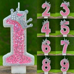 Vela rosa número 0 1, 2, 3, 4, 5 6789, suministros para fiestas de cumpleaños para niñas, velas decorativas, decoración para salones de belleza, vela de 4 años