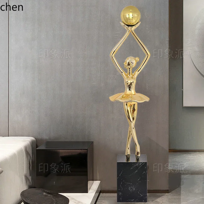 CZ Humanoid Sculpture Ornament Dance Muse Floor Lamp Slender Living Room Hotel Lobby Decoration