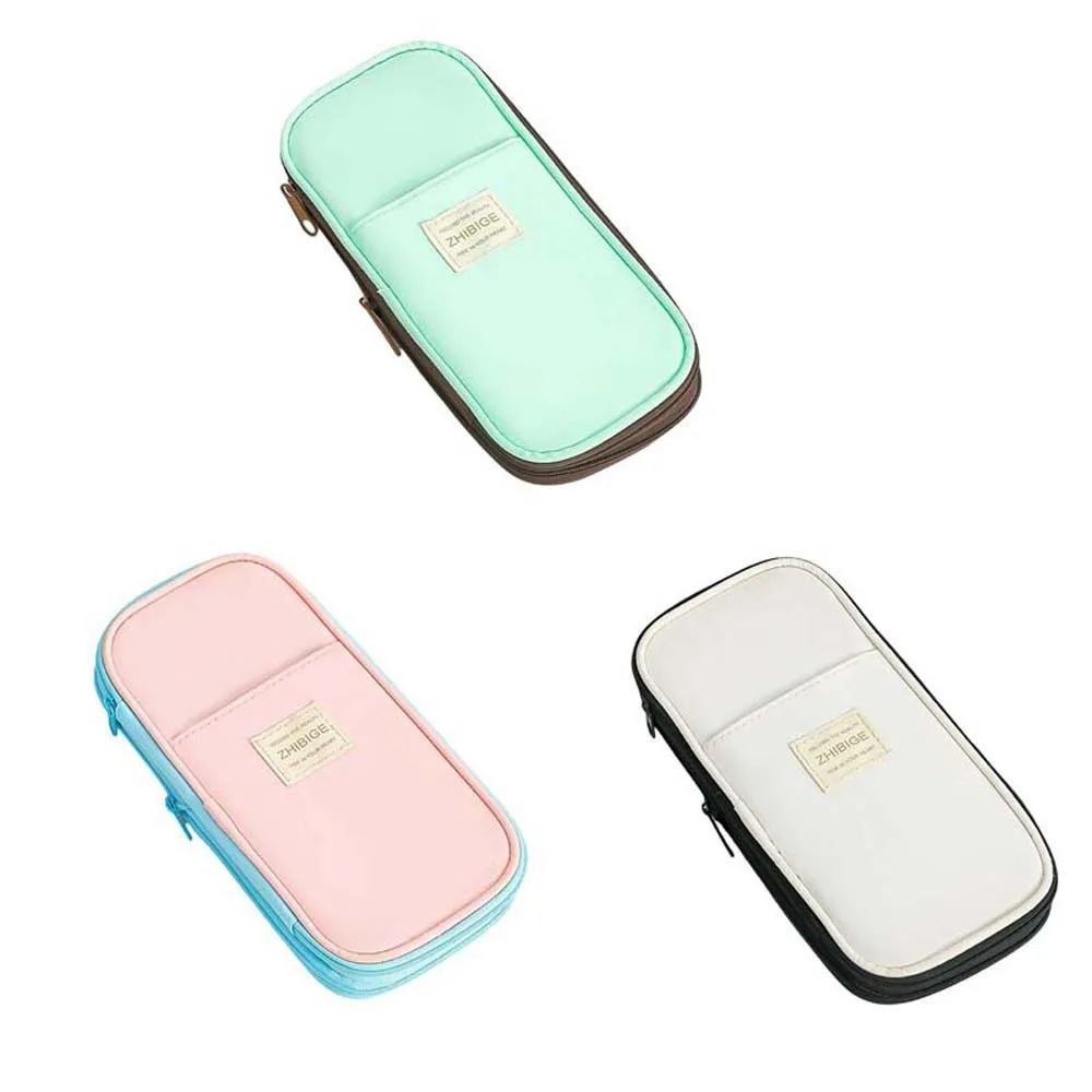 Telescoping 2 Layers 2 Layers Pencil Bag Desktop Storage Candy Color Large Capacity Pencil Bag Canvas Hand Held