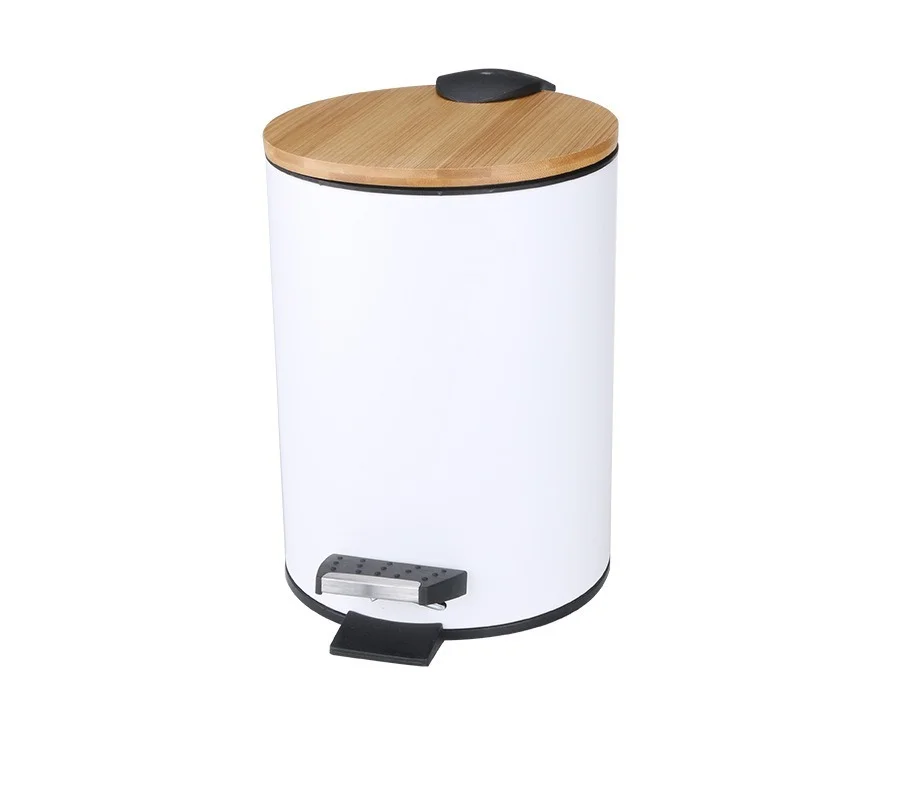 3L Round Stainless Steel Step Trash Can Wastebasket Garbage Container Trash Bin For Kitchen Bathroom Bedroom