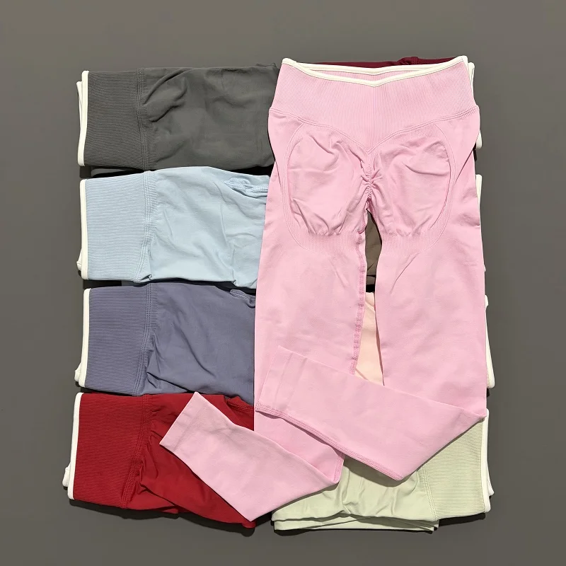 Leggings Deportivos para Mujer, Cintura Alta, Sin Costuras, para Yoga, Gimnasio, Color Sólido, Pantalones, Push Up, Fitness, Entrenamiento, Correr