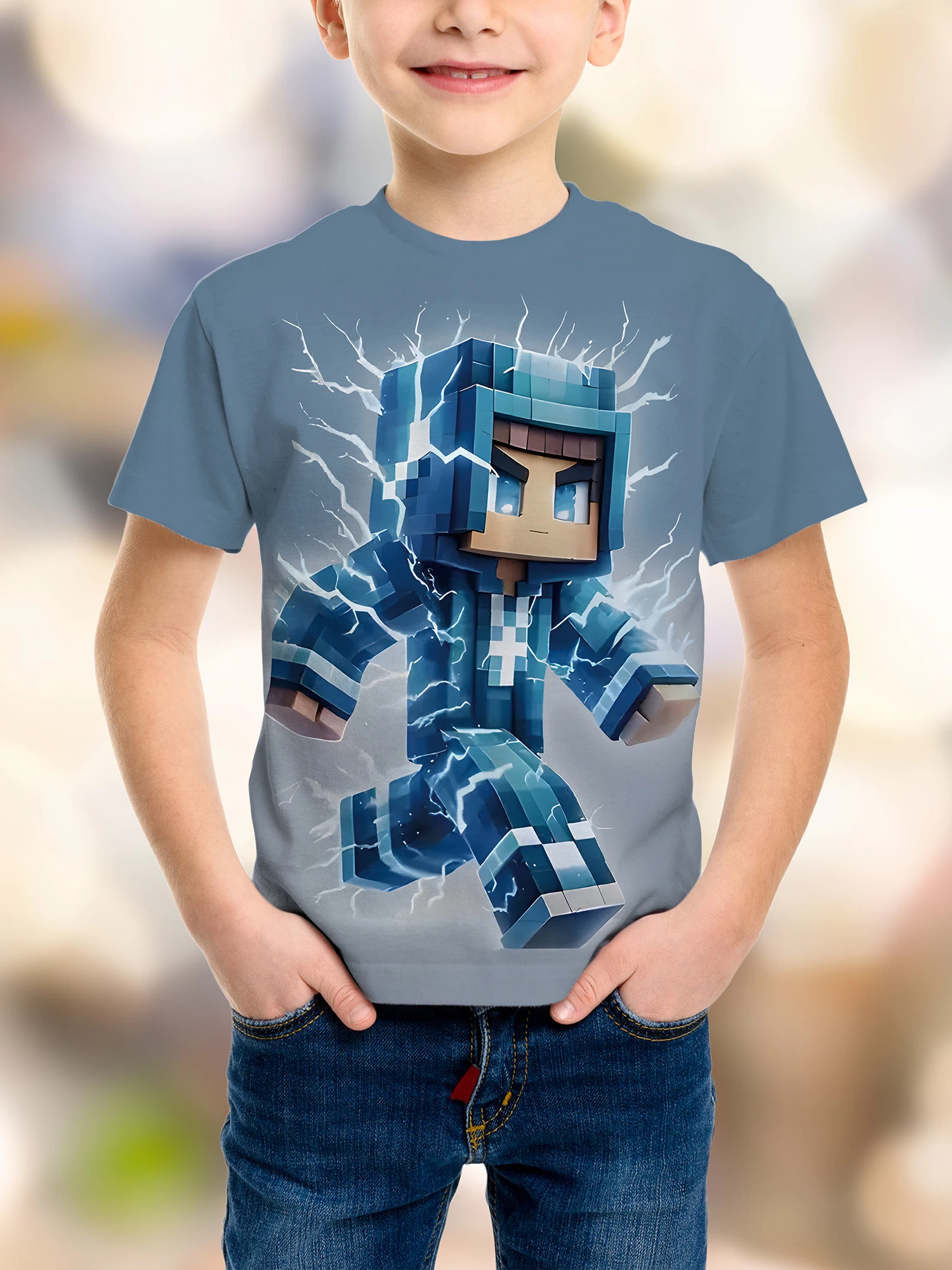 لعبة Pixel حفلة عيد ميلاد للأطفال تي شيرت الفكاهة مضحك الأولاد أزياء B-day الجدة هدية قصيرة الأكمام Te #3