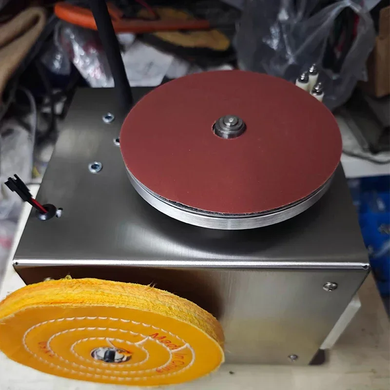 220V Mini Benchtop Disc Sander with Sanding Roller, Variable Speed Self-Adhesive Edge Grinding Sharpener Machine