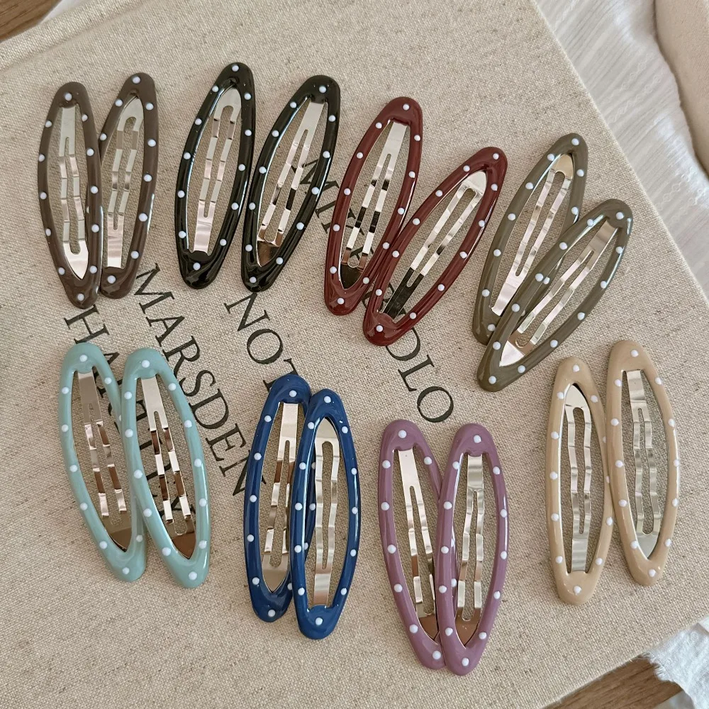 

5pc Fashion Cute Simple Solid with Dot BB Hair Side Clips Retro Hairpin for Women Girls Korean Hair Accessories Ornament