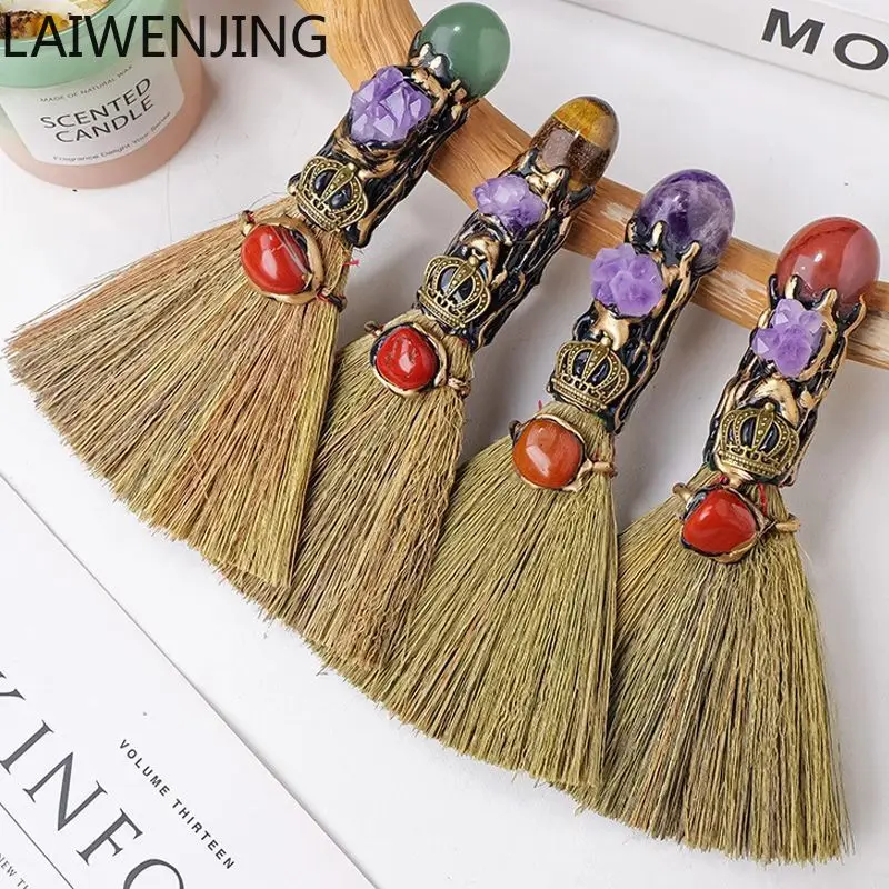 

SGF mini broom prop room decoration crystal rough stone dust broom