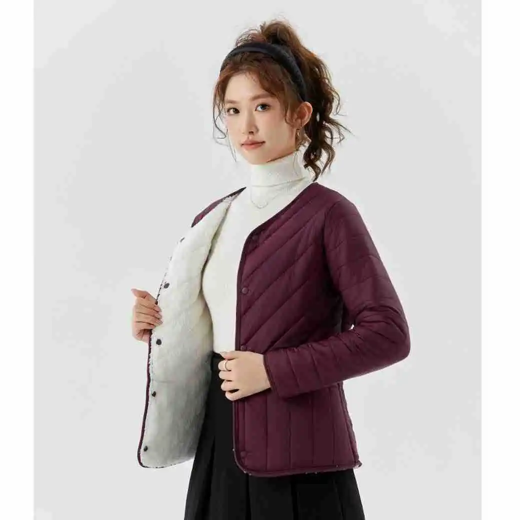 Nueva moda mujer Color sólido Simple básico Casual moda forro polar abrigos acolchados de un solo pecho ropa femenina Parkas Tops