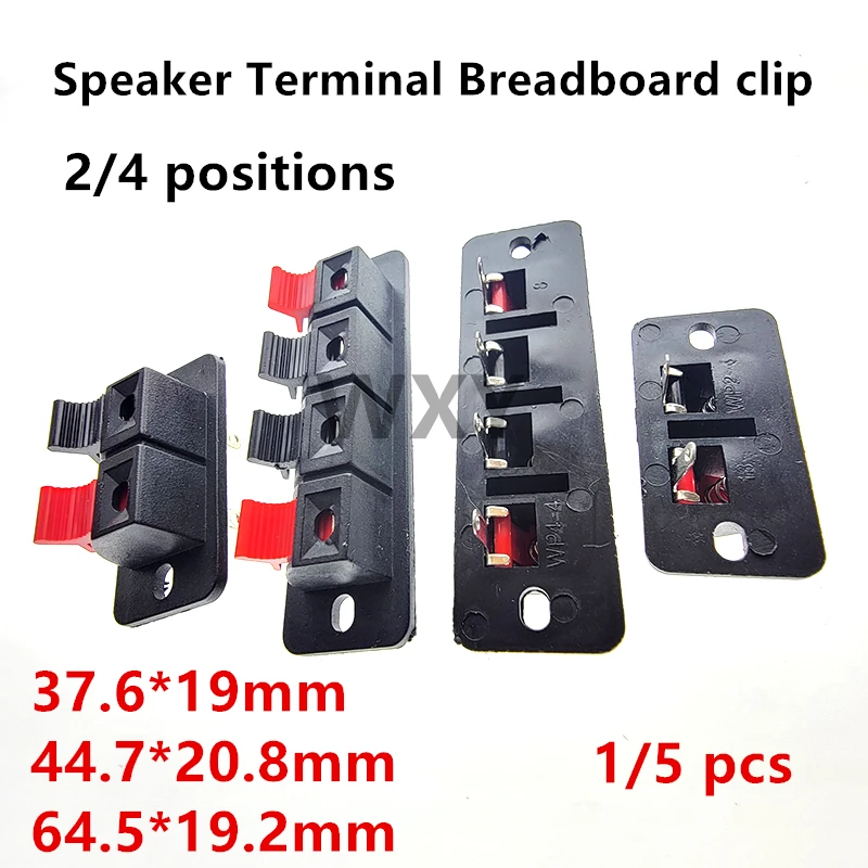 

1/5 pcs 2 positions 4 poles Connector Terminal Push in Jack Spring Load Audio Speaker Terminal Breadboard clip
