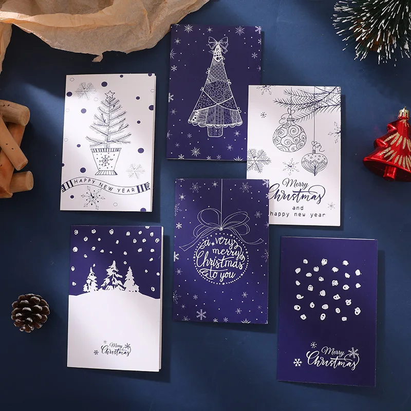 6 Pcs Merry Christmas Cards with Envelopes 15x10cm Xmas Greeting Cards 6 Designs Featuring Traditional Images Classic Pattern