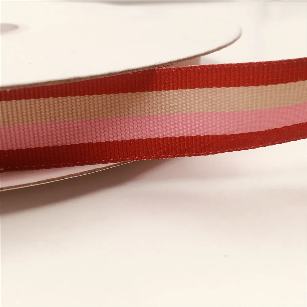20MM 5yards Red Pink Ivoy Stripe Ribbon for Festival Christmas Decoration New Year Gift Wrapping DIY Bow