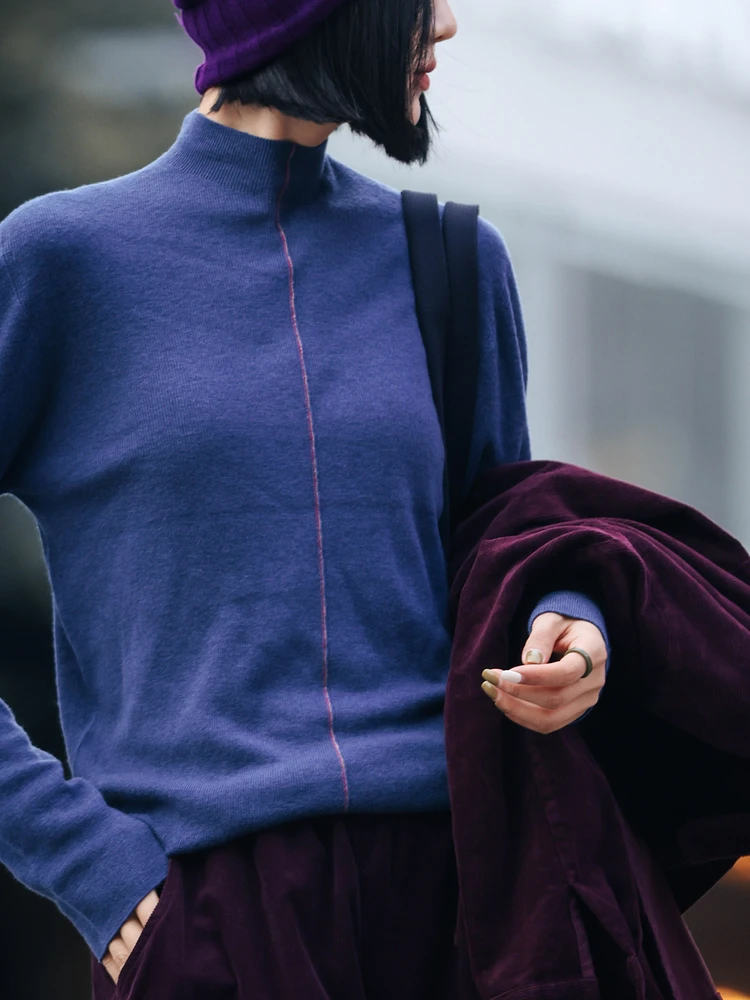 

Приятный для кожи Sl цельный шерстяной женский свитер со встроенным цветком, внутренняя одежда, осень-зима, облегающий крой для поездок на работу