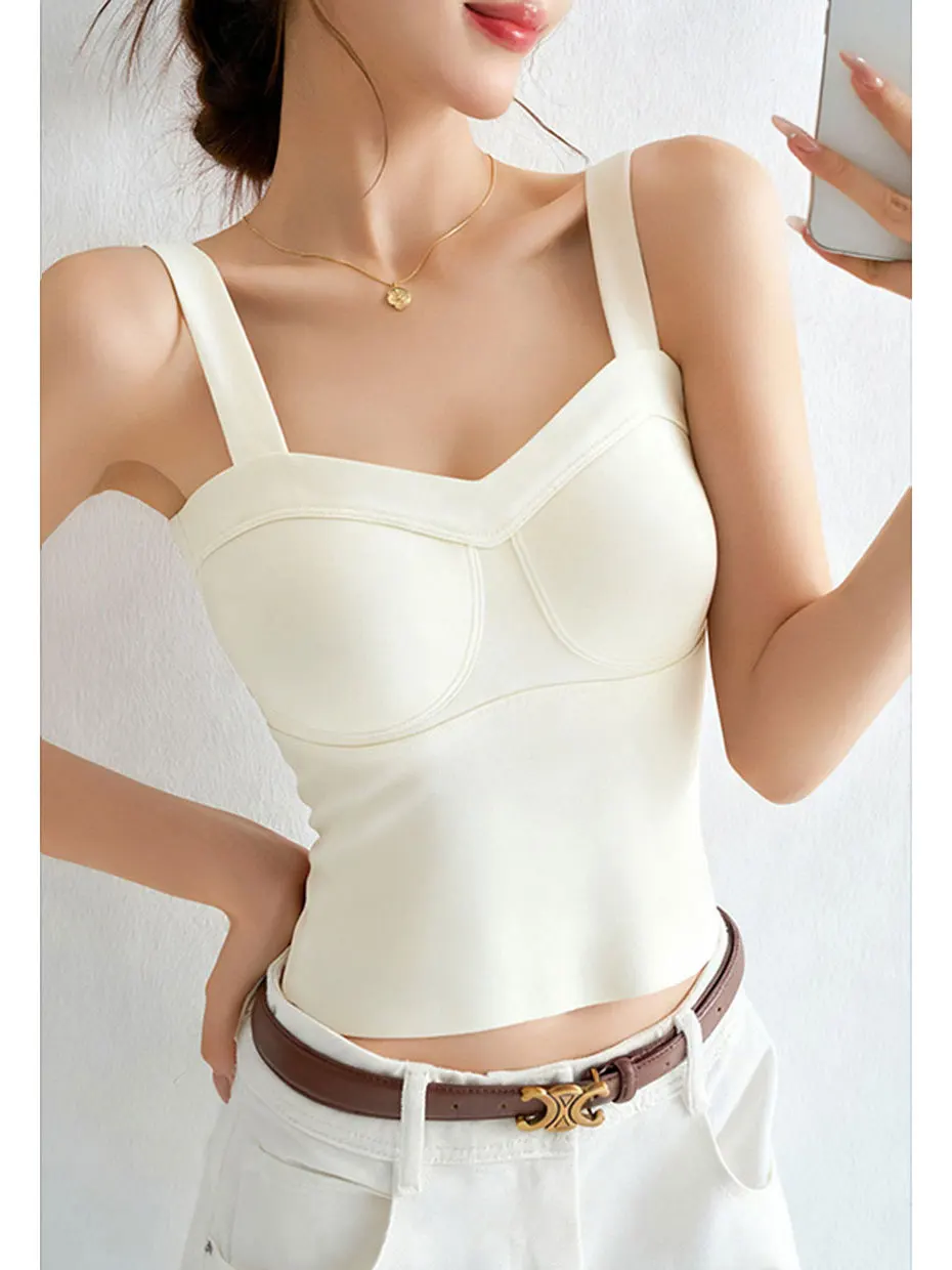 Warm Thermal Underwear Vest Women's Autumn Winter Seamless Beautiful Back Bra Integrated with Chest Pad Base Shirt