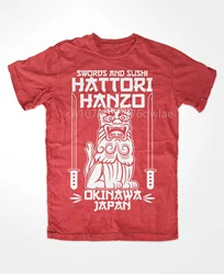 Hattori Hanzo RED Swords and Sushi Kill Bill Okinawa Japan tarantino T-Shirt Crew Neck Short Sleeves Loose Fashion Streetwear