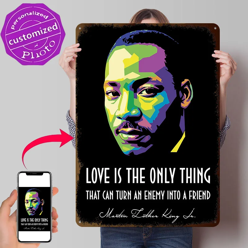 Martin Luther King Jr. Pop Art Quote 3D Printed Texture Poster Personalized Wall Art Retro Metal Tin Signs for Office Decoration