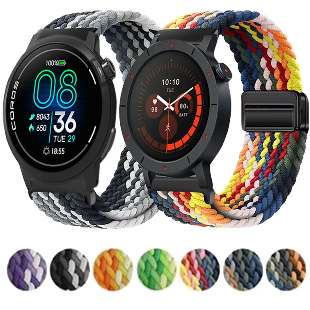 20/22mm Nylon Loop Strap for Suunto Ocean/Vertical 2-1/Race S-2/Run Magnetic Bracelet Band COROS APEX 2-4 42mm PACE Pro/3-2 Belt