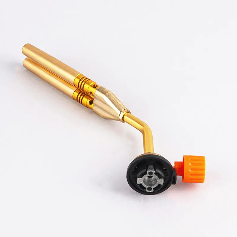 2108 Double-barrelled Welding Torch Butane Gas Blow Torch Flame Gun Portable Flamethrower Burner Outdoor Camping BBQ Tool