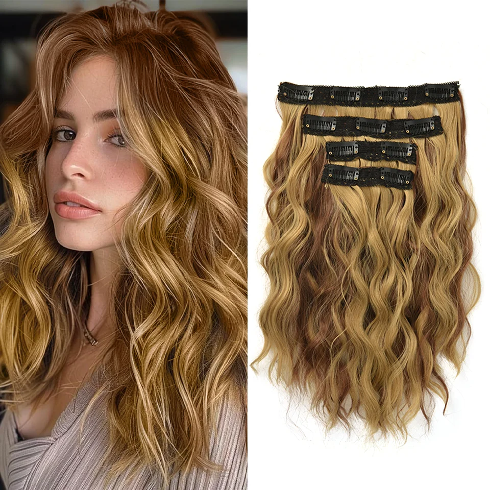 

LUPU 12 дюймов, 4 шт./компл., синтетические волосы на клипсах, женский короткий волнистый парик, прическа, подходит для повседневного ношения, жарка