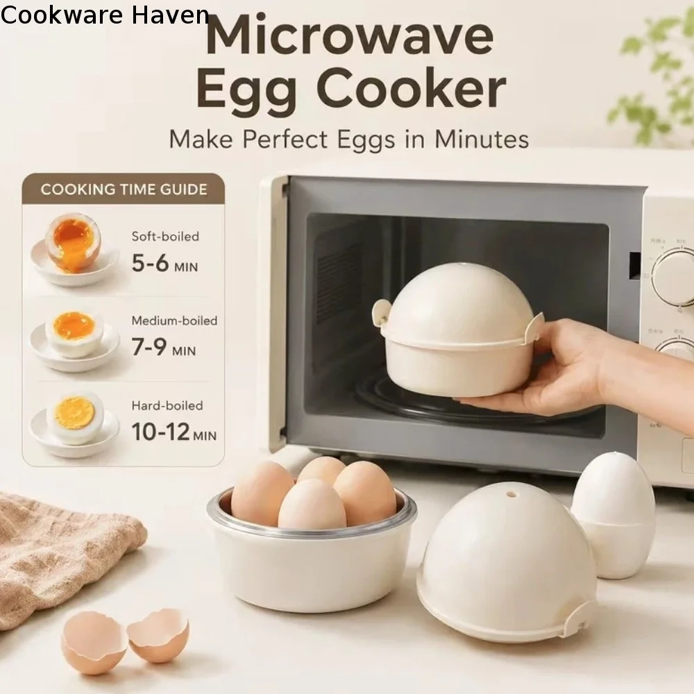 Cooking Tool Heat Resistant 4-Egg Egg Boiler Quick Breakfast Plastic Egg Shape Egg Cooker Multi-Purpose Egg Steamer College Dorm
