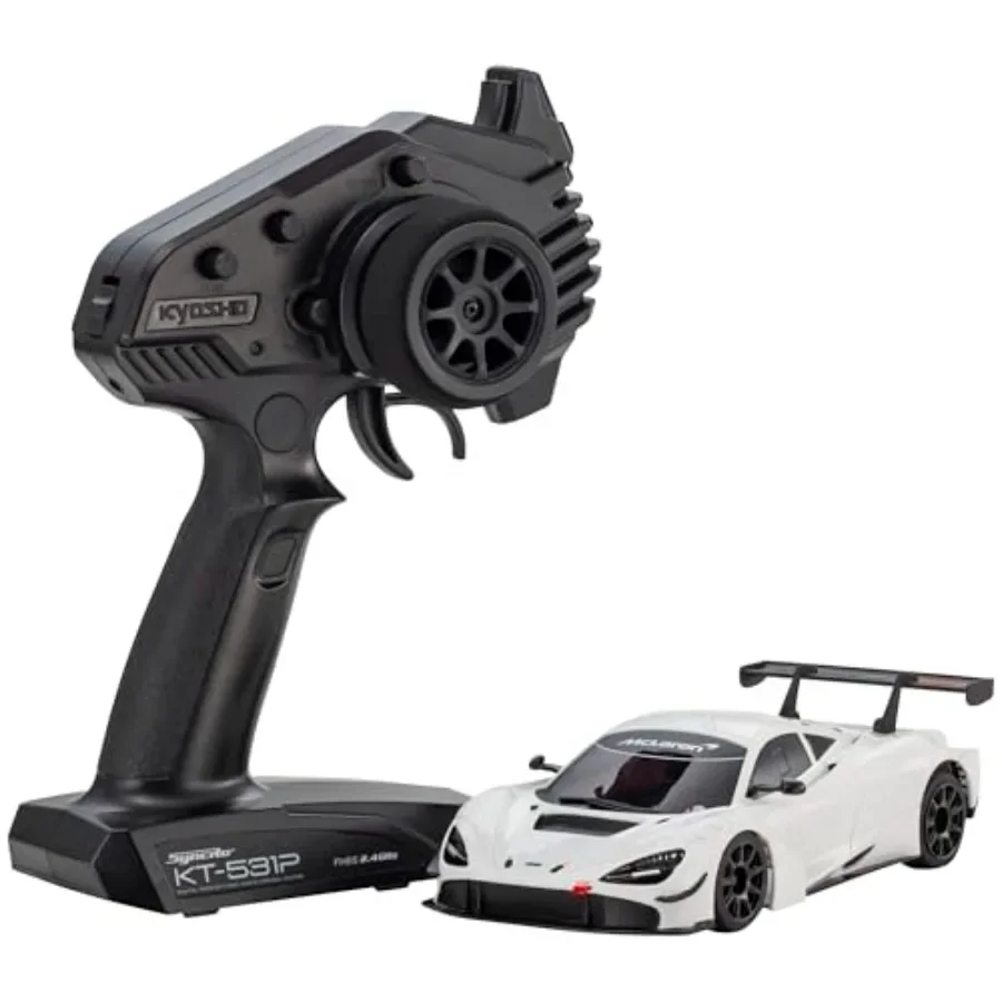 

McLaren 720S GT3 White MINI-Z RWD MR-04 readyset for racing, carbon fiber body, white finish, ultra-responsive rear-wheel drive