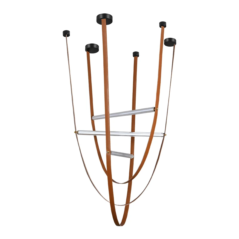 

Creative Modern Chandelier For Living Room Lamp Staircase Hotel Belt Hanging Light Italian Design Led Decor Suspension Lights