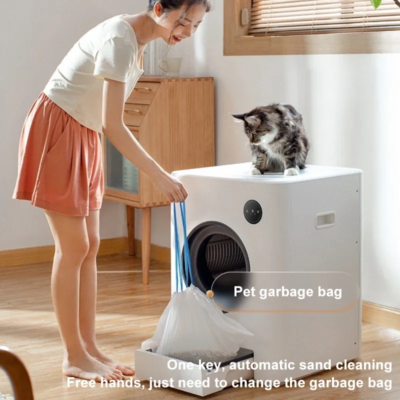 

Anti-splash Automatic Cat Litter Boxes, Fully Enclosed, Smart Cat Plastic Toilets, Electric Cleaning Supplies, Pet Indoor Bedpan