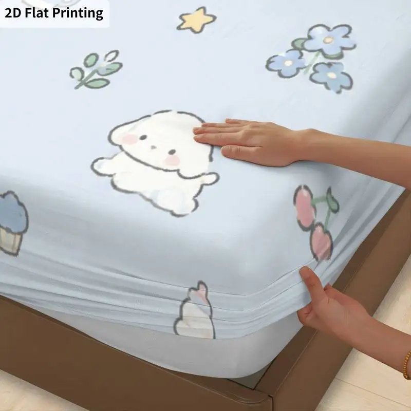 3Pcs Pastelsheep Fitted Sheet Three Piece Set (1*Fitted Sheet + 2*Pillowcases, Coreless), Bedding Set.