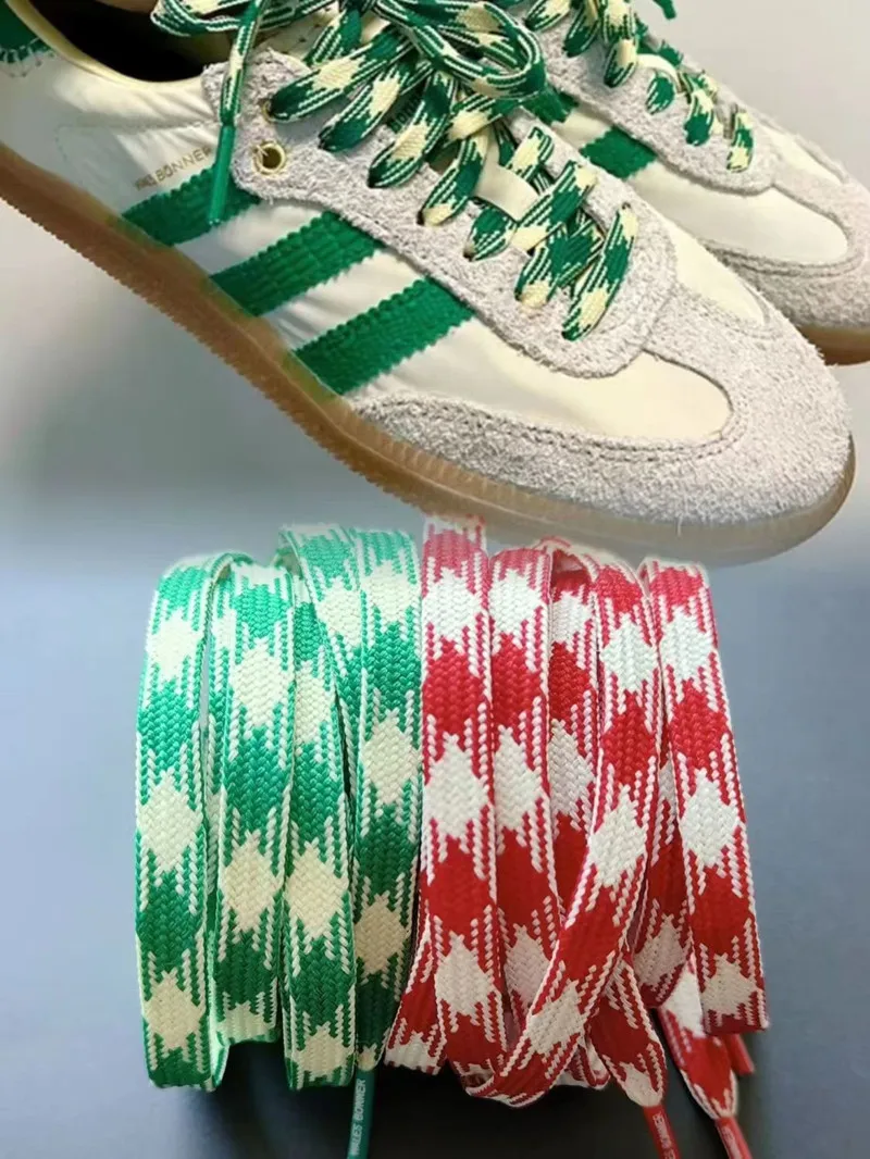 Red Green Lattice Shoelaces Women Trend Personality Sneakers Sport Casual Basketball Diamond Grid Shoes Laces Dropshing