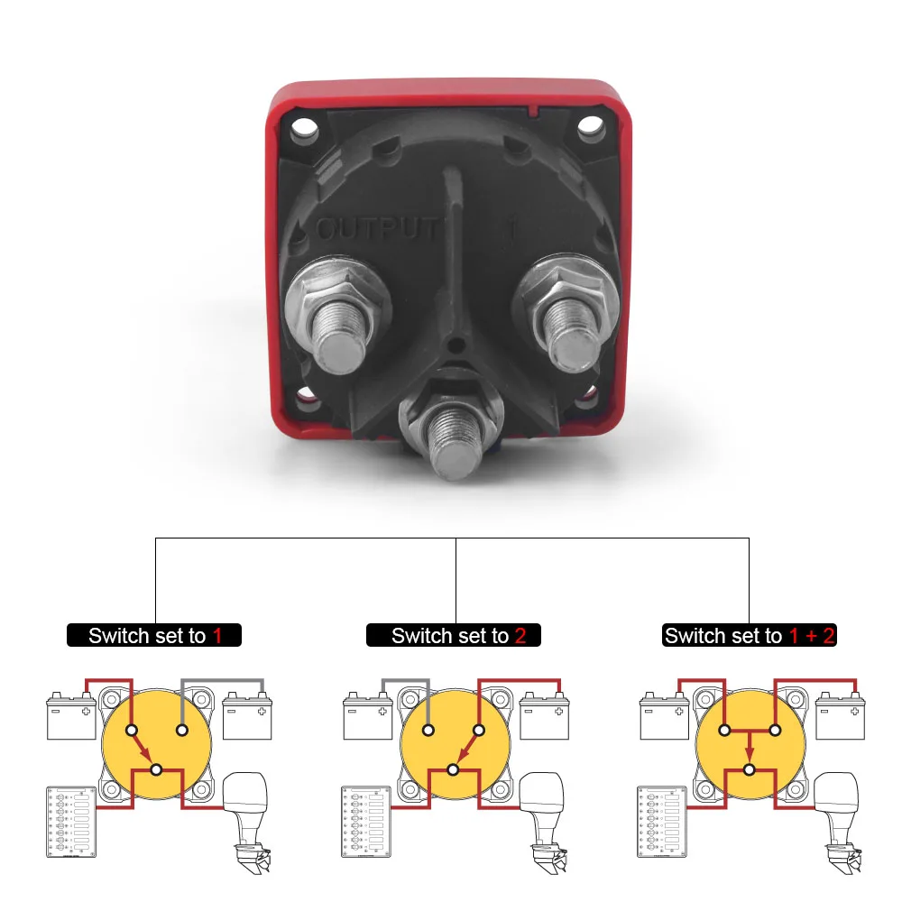 단일 듀얼 M 시리즈 해양 보트 매스 스위치 컷 배터리, 헤비 듀티 아이솔레이터, 분리 로터리, 32V, 300 Amp, 3 포지션, 4 포지션
